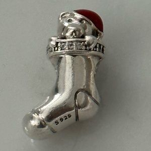 Pandora Moments Retired Christmas Bear & Stocking Charm